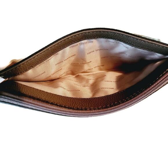 Michael Kors Women's Brown Pebbled Leather Skinny Wallet Clutch - Picture 5 of 8